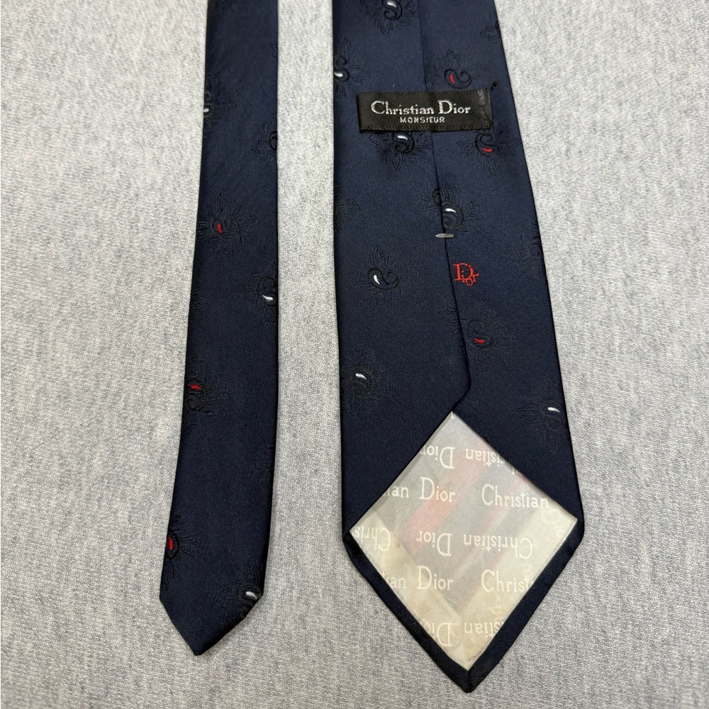 Dior Blue and Red Silk Tie Classic Accessories